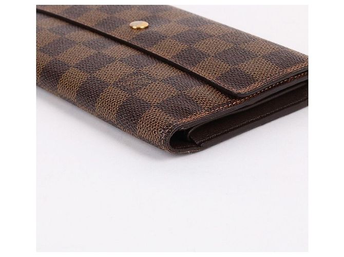 Louis Vuitton Cartera larga con solapa Damier Ebene para mujer Castaño - vista 6