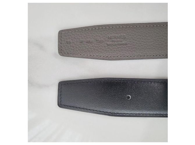 Hermès Buckle Reversible Black Epsom Matte Silver Men's Leather Belt - view 13