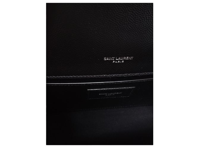 Saint Laurent Borsa Kate piccola in pelle Grande Poudre nera con finiture argentate Nero - vista 5