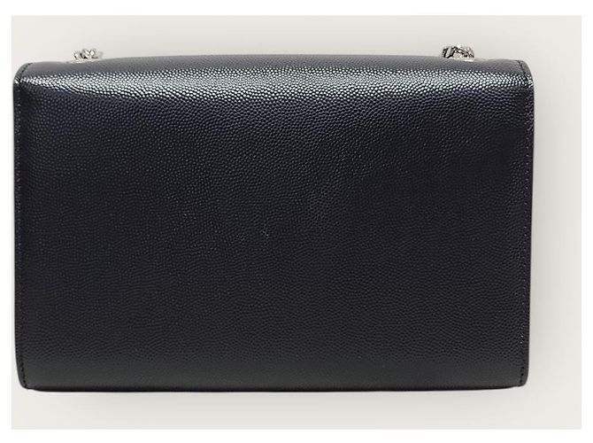 Saint Laurent Borsa Kate piccola in pelle Grande Poudre nera con finiture argentate Nero - vista 6
