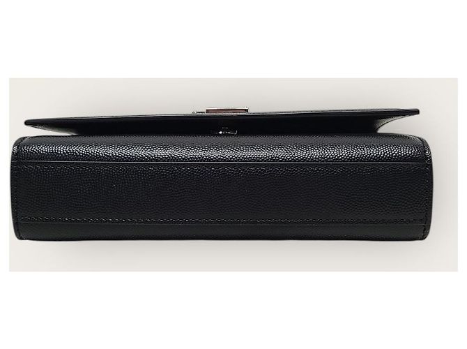 Saint Laurent Borsa Kate piccola in pelle Grande Poudre nera con finiture argentate Nero - vista 7