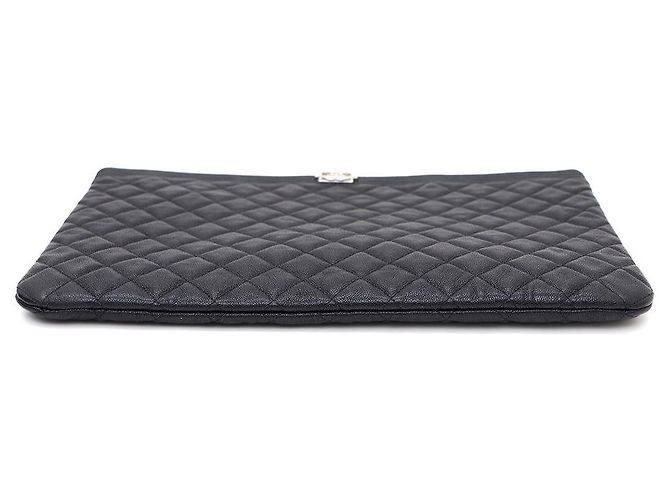 Chanel Clutch Large Silver Boy di Black Caviar Nero - vista 7