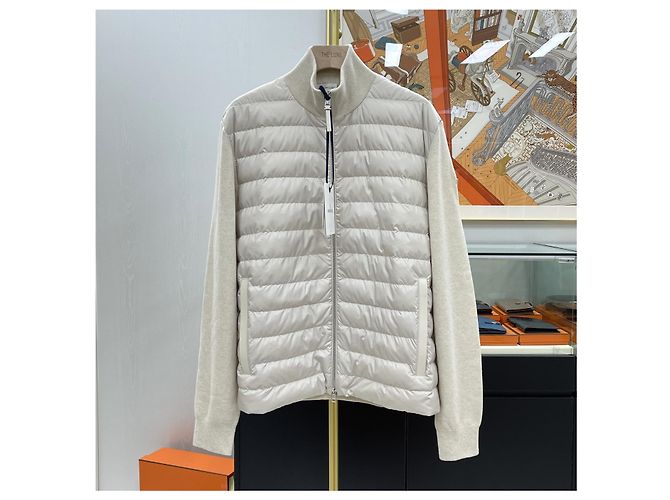 Moncler gesteppter Woll-Kaschmir-Cardigan mit Reißverschluss Silber - Ansicht 2