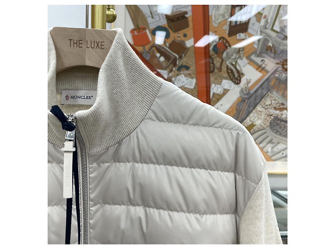 Moncler gesteppter Woll-Kaschmir-Cardigan mit Reißverschluss Silber - Ansicht 3