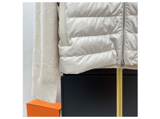 Moncler gesteppter Woll-Kaschmir-Cardigan mit Reißverschluss Silber - Ansicht 4
