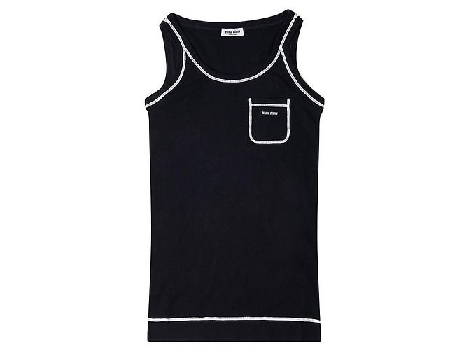 Miu Miu Vestido de tirantes de algodón con cuello redondo para mujer - vista 10
