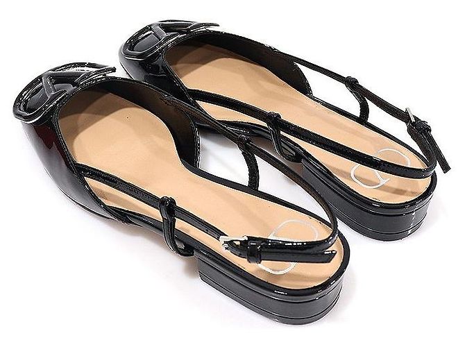 Valentino Sandali slingback da donna in vernice nera con logo firma Nero - vista 5