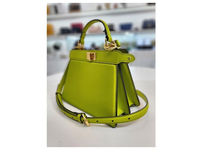 Fendi Piccola borsa tote a tracolla Peekaboo ISeeU Verde - vista 12