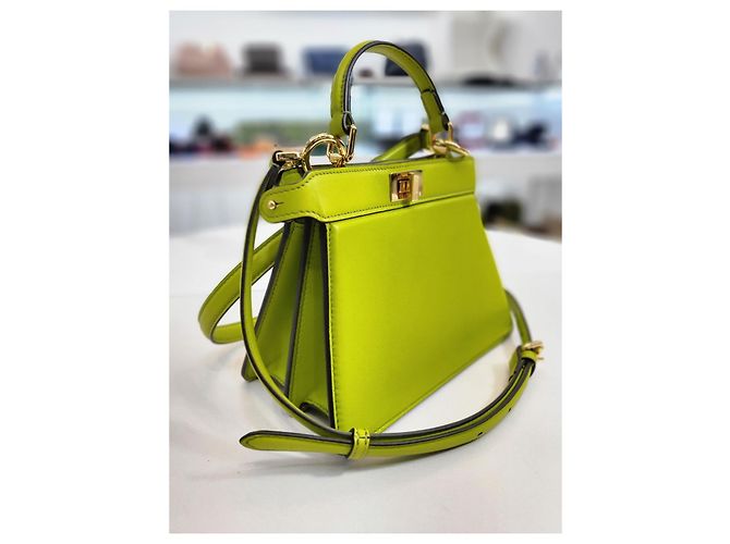 Fendi Piccola borsa tote a tracolla Peekaboo ISeeU Verde - vista 5