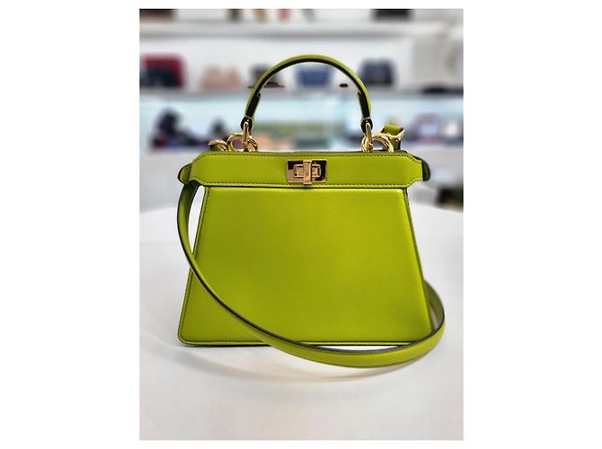 Fendi Piccola borsa tote a tracolla Peekaboo ISeeU Verde - vista 6