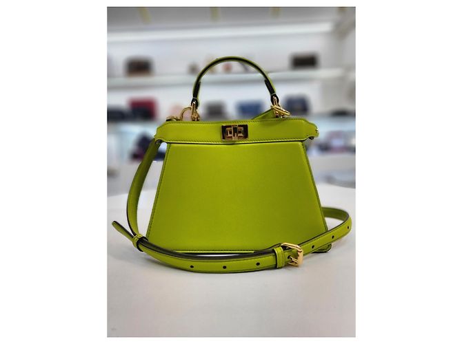 Fendi Piccola borsa tote a tracolla Peekaboo ISeeU Verde - vista 9