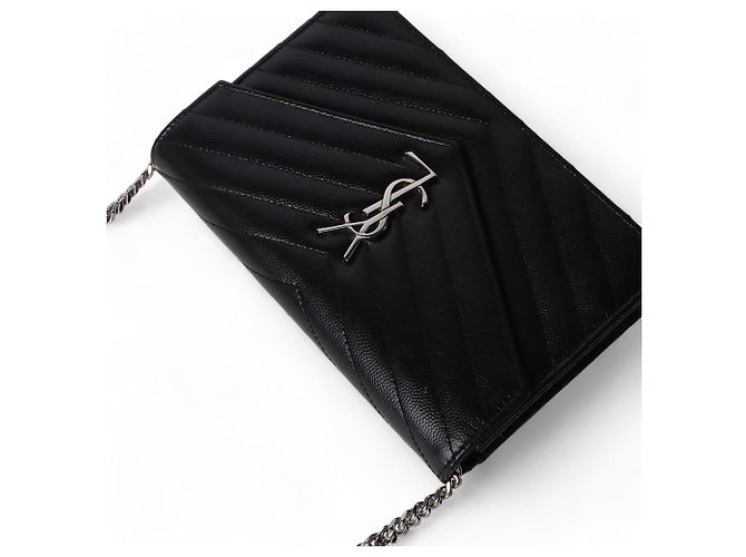 Saint Laurent Borsa a tracolla WOC con catena a bustina Nero - vista 4