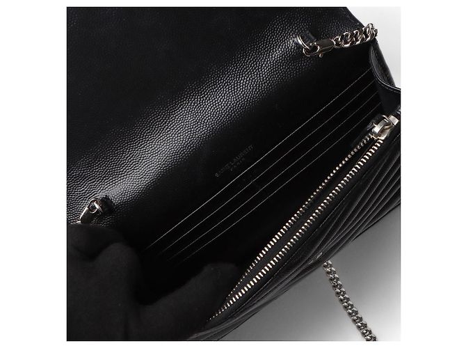 Saint Laurent Borsa a tracolla WOC con catena a bustina Nero - vista 7