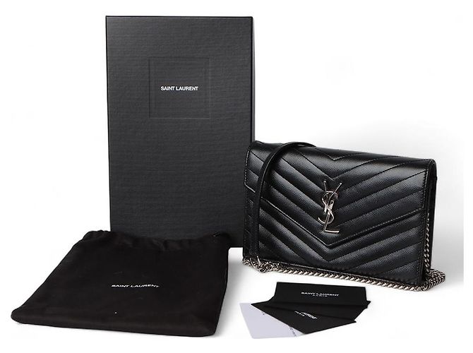 Saint Laurent Borsa a tracolla WOC con catena a bustina Nero - vista 8