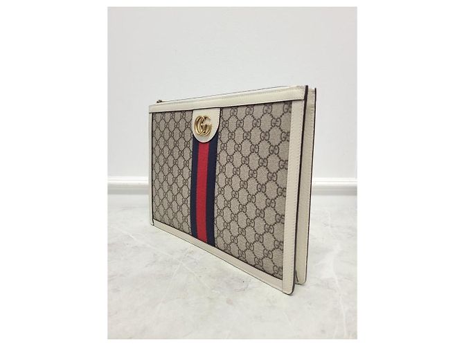 Gucci Clutch Portfolio GG Supreme White Ophidia Bianco - vista 2