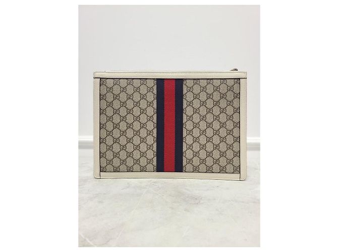 Gucci Clutch Portfolio GG Supreme White Ophidia Bianco - vista 5