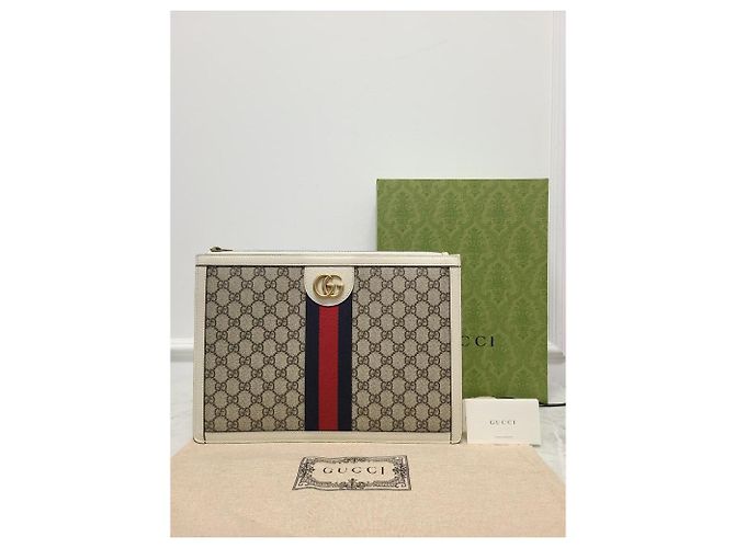Gucci Clutch Portfolio GG Supreme White Ophidia Bianco - vista 7