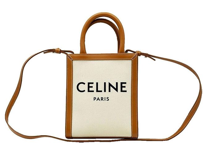 Céline Cabas Mini Vertical en lienzo de algodón natural Multicolor - vista 2