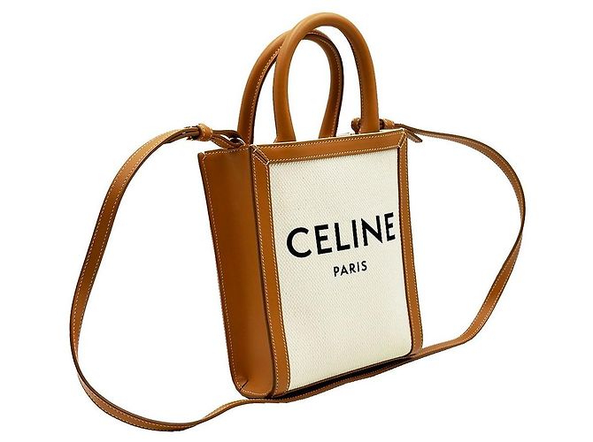 Céline Cabas Mini Vertical en lienzo de algodón natural Multicolor - vista 3