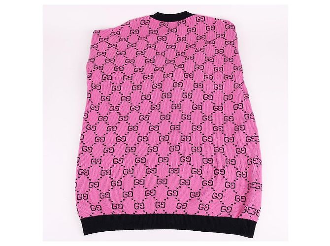 Gucci Kurzärmeliges Strickoberteil mit rosa GG-Muster Pink - Ansicht 6