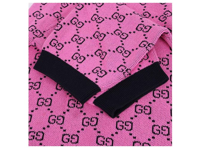 Gucci Kurzärmeliges Strickoberteil mit rosa GG-Muster Pink - Ansicht 7