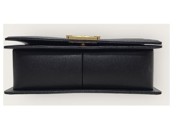 Chanel Black Caviar Gold Boy Bag Medium Chip Nero - vista 7