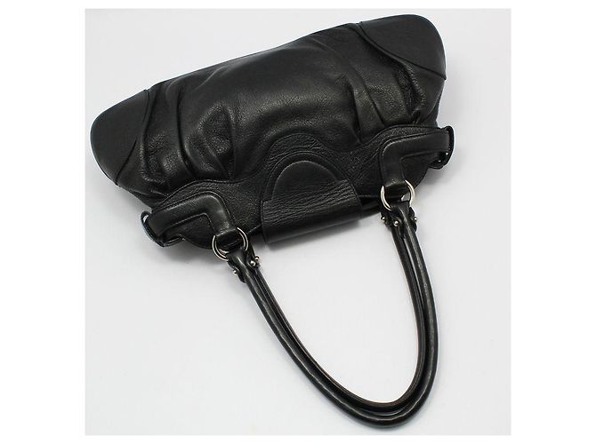 Salvatore Ferragamo Borsa a tracolla in pelle nera con Gancini argento dorato Nero - vista 3