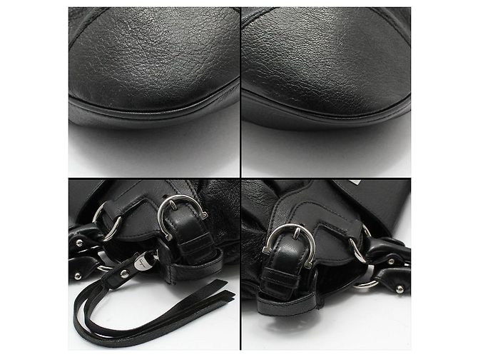 Salvatore Ferragamo Borsa a tracolla in pelle nera con Gancini argento dorato Nero - vista 8