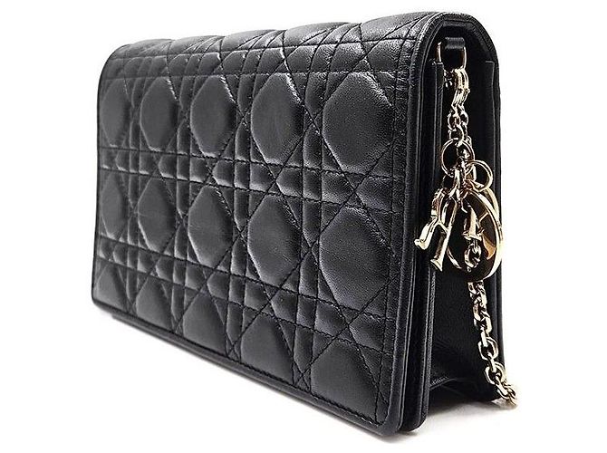 Borsa a tracolla Christian Dior Cannage Chain Nero - vista 2