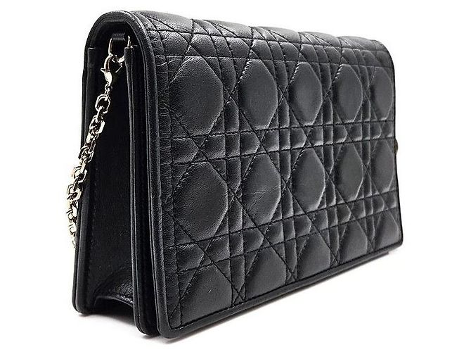 Borsa a tracolla Christian Dior Cannage Chain Nero - vista 3