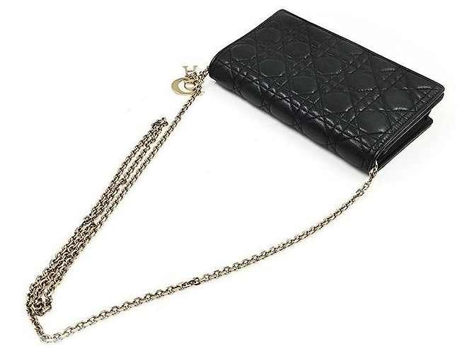 Borsa a tracolla Christian Dior Cannage Chain Nero - vista 5