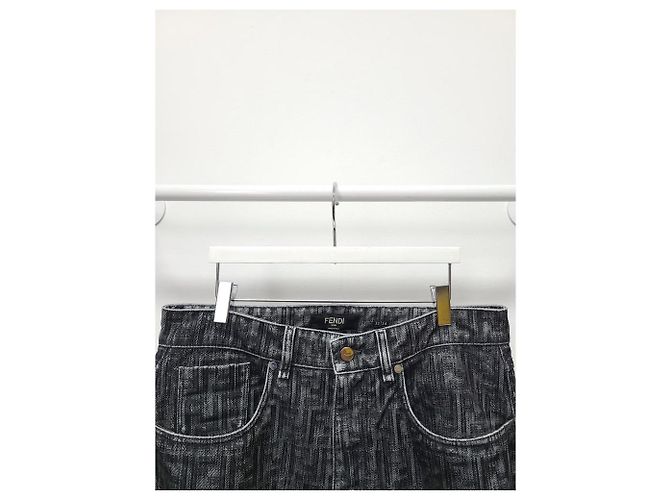 Fendi Blaue Blue FF Monogramm Denim-Hose - Ansicht 2