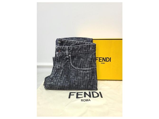 Fendi Blaue Blue FF Monogramm Denim-Hose - Ansicht 6