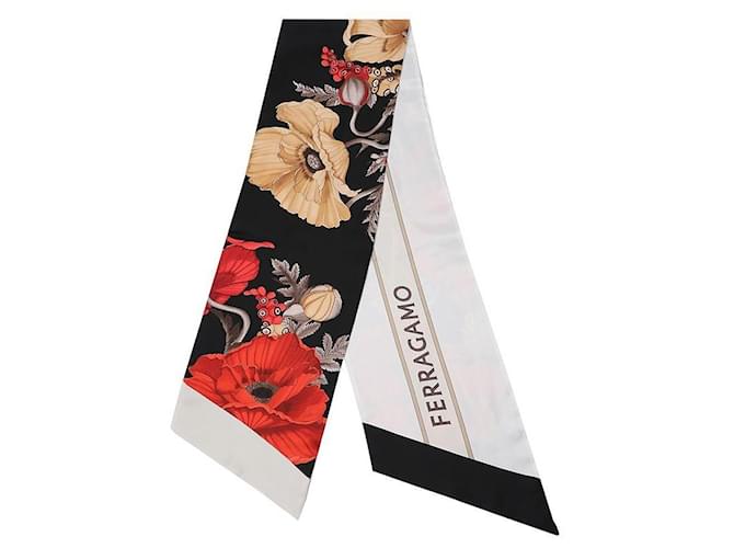 Salvatore Ferragamo Seidentuch mit Mohnprint Braun - Ansicht 4