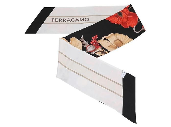Salvatore Ferragamo Seidentuch mit Mohnprint Braun - Ansicht 5