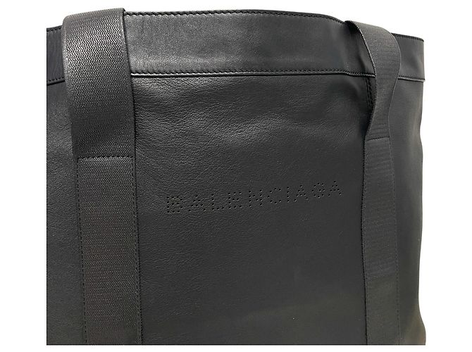 Balenciaga Punched Logo Cabas Tote Bag Schwarz - Ansicht 4