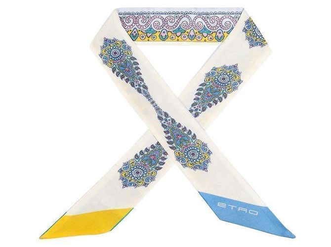 Etro Schmaler Seidenschal aus Twill mit Medaillon-Paisley-Muster Mehrfarben - Ansicht 3