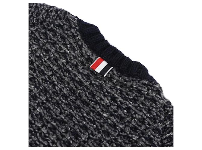 Thom Browne Crew Neck Strickpullover mit Ziernaht an den Ärmeln Blau - Ansicht 6