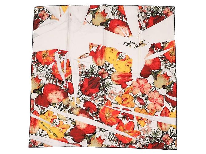 Alexander Mcqueen Floral Skull Schal Weiß - Ansicht 5