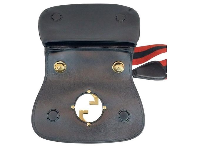 Gucci Mini borsa a tracolla e crossbody Blondie in pelle nera con GG intrecciato Nero - vista 6