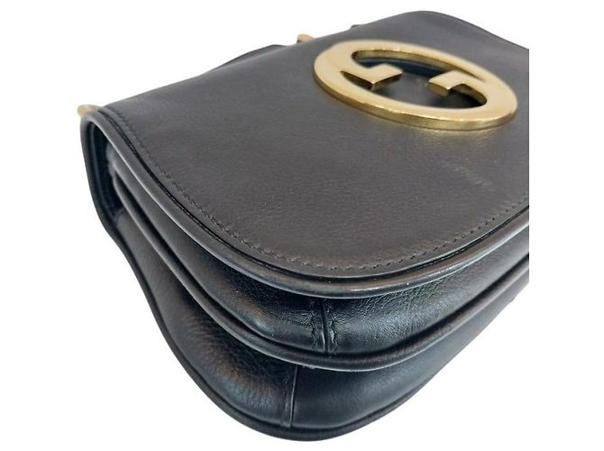 Gucci Mini borsa a tracolla e crossbody Blondie in pelle nera con GG intrecciato Nero - vista 7