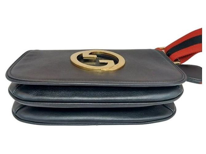 Gucci Mini borsa a tracolla e crossbody Blondie in pelle nera con GG intrecciato Nero - vista 8