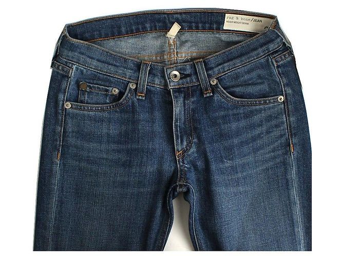 Rag & Bone Skinny Jeans aus blauem Denim mit asymmetrischem Schnitt - Ansicht 3