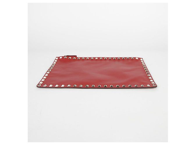 Valentino Clutch Rockstud in pelle rossa Rosso - vista 10