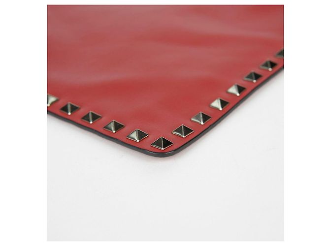 Valentino Clutch Rockstud in pelle rossa Rosso - vista 11