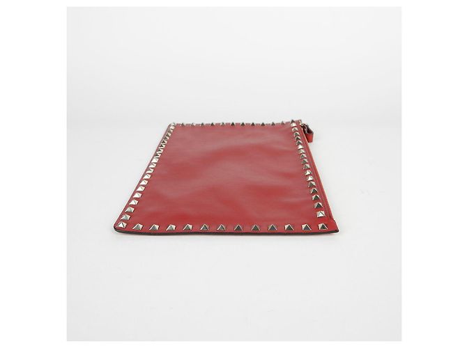Valentino Clutch Rockstud in pelle rossa Rosso - vista 12