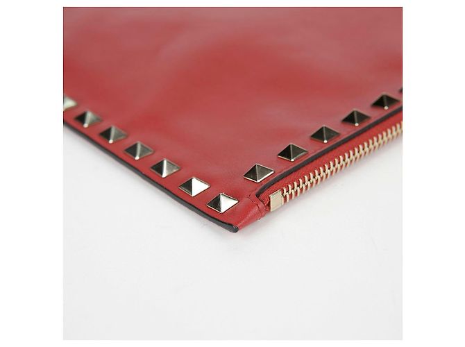 Valentino Clutch Rockstud in pelle rossa Rosso - vista 13
