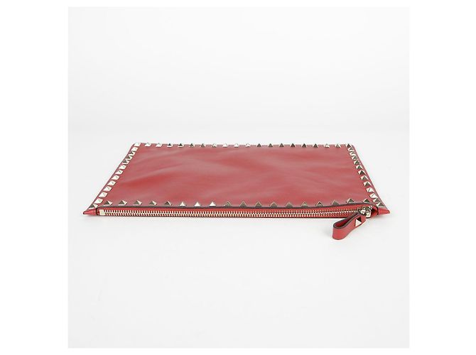 Valentino Clutch Rockstud in pelle rossa Rosso - vista 14