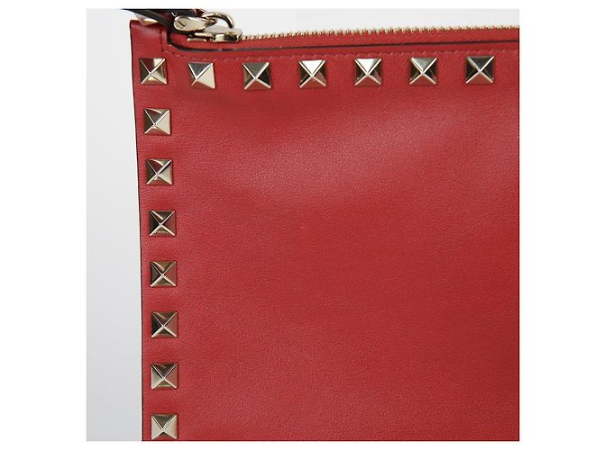Valentino Clutch Rockstud in pelle rossa Rosso - vista 2