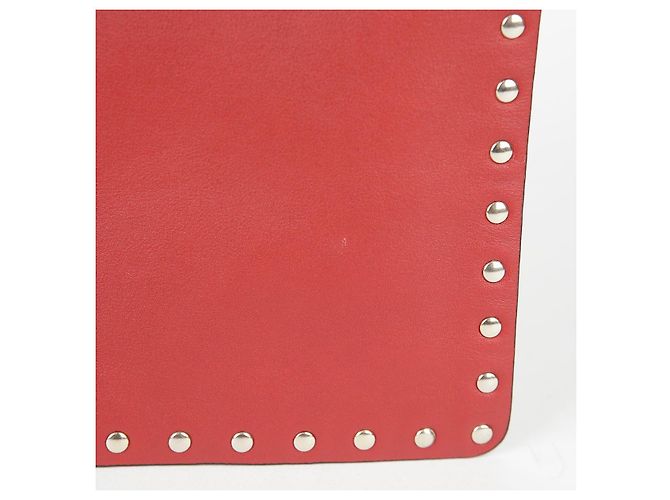 Valentino Clutch Rockstud in pelle rossa Rosso - vista 6